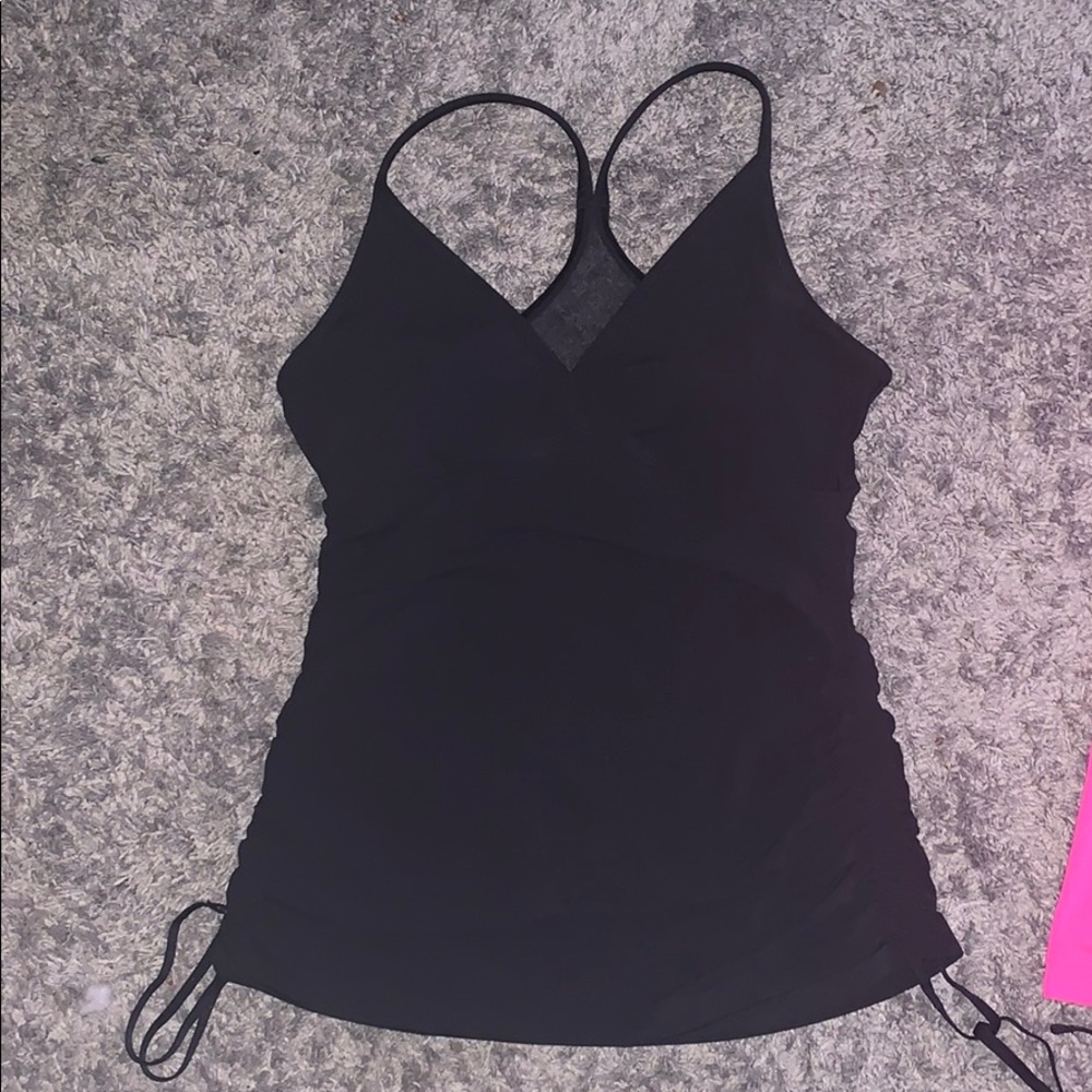 Lululemon black tank with plunging v neck.